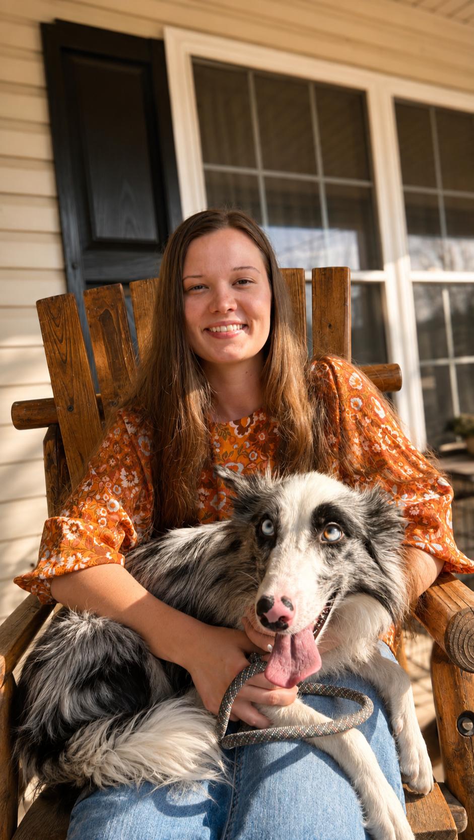 Border Collie on the farm with family